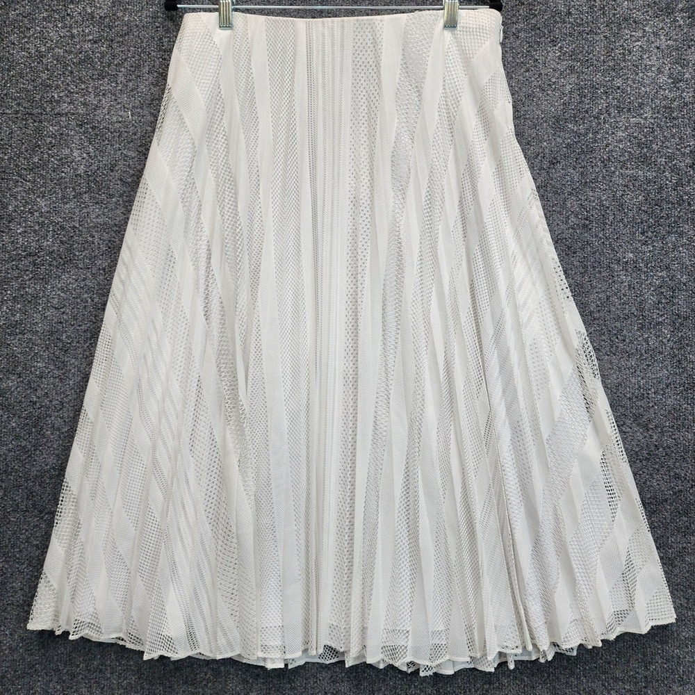 NWT Theory Pleated Midi Mod Lace Mesh A-Line Skirt‎ Women's Coquette Airy Size 2